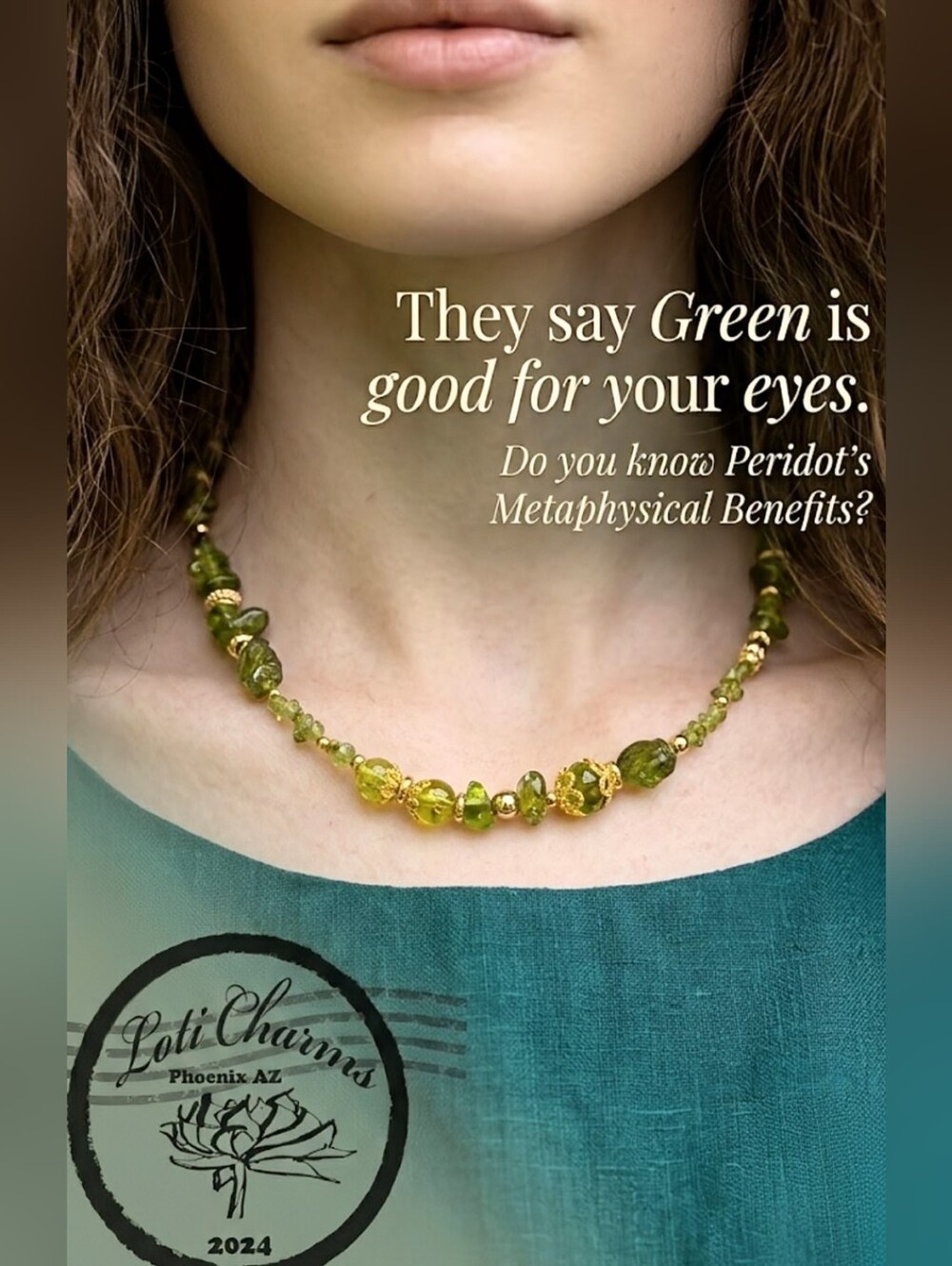 Sweet Green Peridot Nugget Bohemian Assymetrical Gold Necklace Or Choker